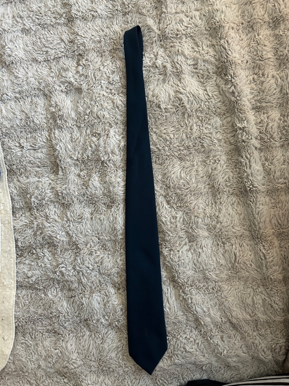 Yves Saint Laurent Solid Navy Blue Silk Tie